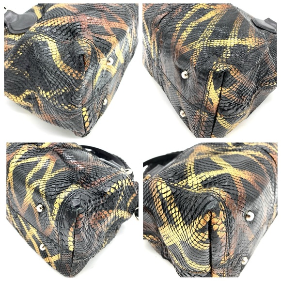 Pauric Sweeney Shiny Black Leather Python Hand Bag - Picture 9 of 12